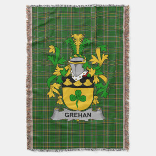 Irish Grehan or O_Greaghan Coat of Arms Family Cr Throw Blanket