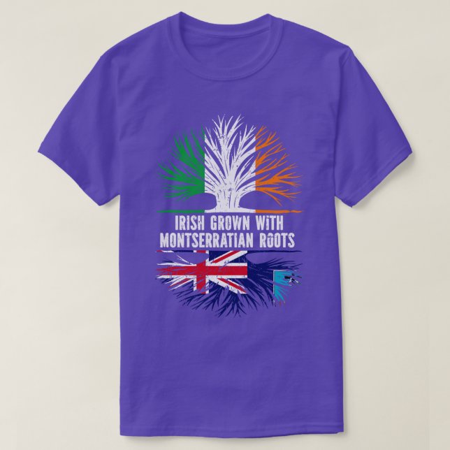 Irish Grown With Montserratian Roots Ireland Flag T-Shirt (Design Front)