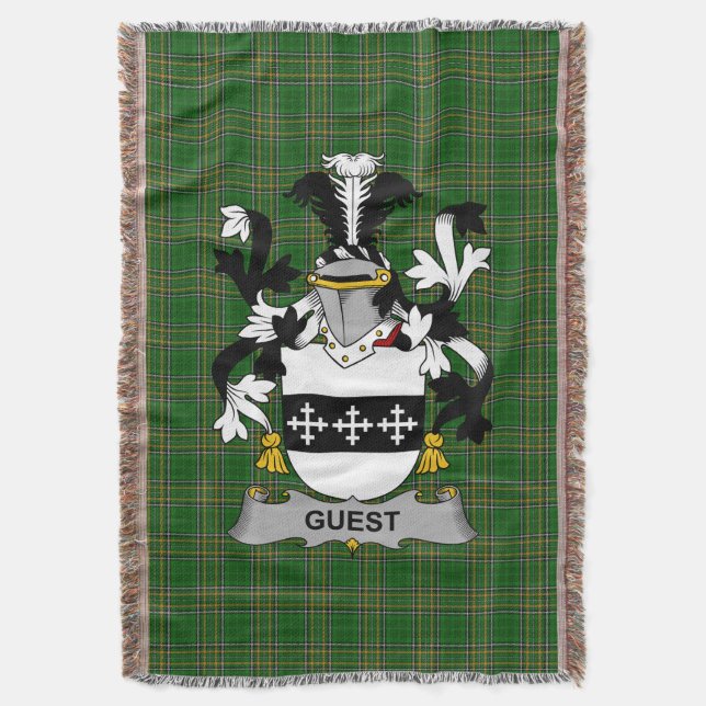  Irish Guest Coat of Arms Family Crest Ireland Throw Blanket (Front Vertical)