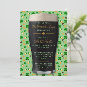 Irish Guinness Pint St. Patrick's Day Party Invitation
