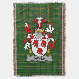  Irish Gwynn Coat of Arms Family Crest Ireland Throw Blanket