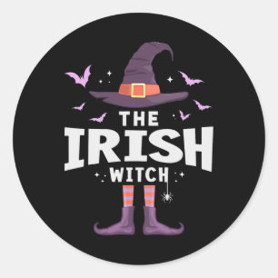 Irish Halloween Witch Matching Costume Classic Round Sticker