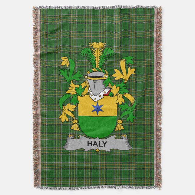  Irish Haly Coat of Arms Family Crest Ireland Throw Blanket (Front Vertical)