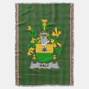  Irish Haly or O_Haly Coat of Arms Family Crest Ir Throw Blanket