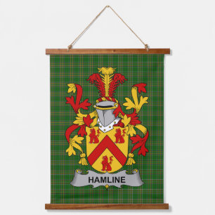 Irish Hamline Coat of Arms Family Crest Hanging Tapestry