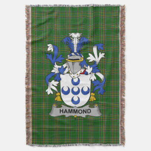 Irish Hammond Coat of Arms Family Crest Ireland Throw Blanket