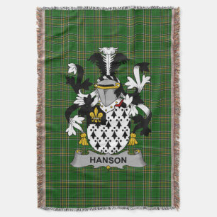 Irish Hanson or O_Hanson Coat of Arms Family Cres Throw Blanket