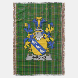 Irish Harding Coat of Arms Family Crest Ireland Throw Blanket