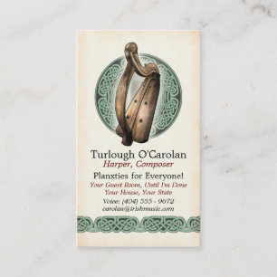 Irish Harp Business Cards, Style 1, Vertical Business Card