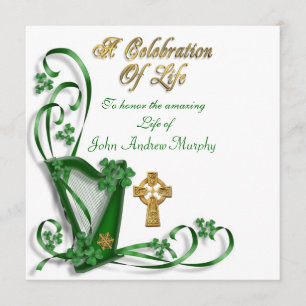 Irish Harp "Celebration of Life" Invitation