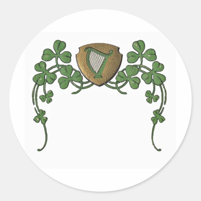 Irish Harp Classic Round Sticker (Front)