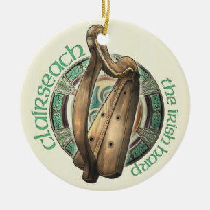 Irish Harp Pendant/Ornament Ceramic Tree Decoration