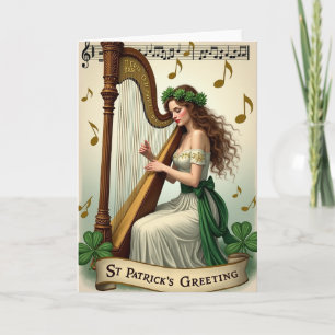 Irish Harp Serenade St Patricks Card