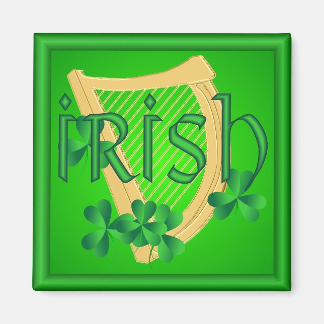 Irish Harp & Shamrock Magnet (Front)