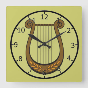 Irish Harp Square Wall Clock