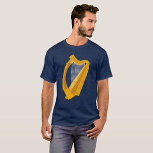 Irish Harp Symbol blue background T-Shirt
