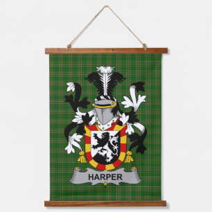 Irish Harper Coat of Arms Family Crest Hanging Tapestry