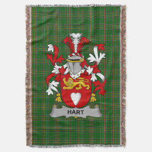 Irish Hart or O_Hart Coat of Arms Family Crest Ir Throw Blanket