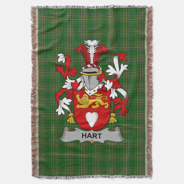  Irish Hart or O_Hart Coat of Arms Family Crest Ir Throw Blanket (Front Vertical)