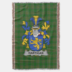 Irish Hartigan or O_Hartagan Coat of Arms Family Throw Blanket