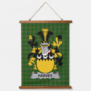 Irish Harvey or Hervey Coat of Arms Family Crest Hanging Tapestry