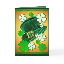 Irish Hat and Shamrocks Card