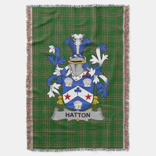 Irish Hatton or McIlhatton Coat of Arms Family Cr Throw Blanket
