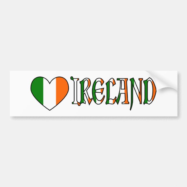 Irish Heart Flag & Word Ireland Bumper Sticker (Front)