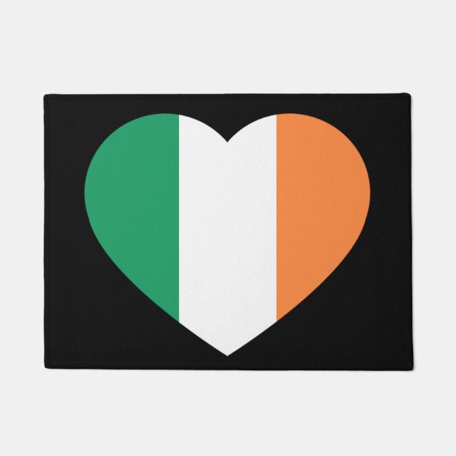 Irish Heartflag on black dmcnt Doormat (Front)