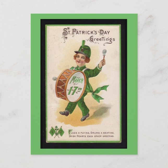Irish Hearts Greeting, St. Patrick's Day Vintage Postcard (Front)
