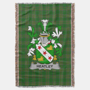 Irish Heatley Coat of Arms Family Crest Ireland Throw Blanket