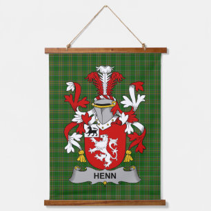 Irish Henn Coat of Arms Family Crest Hanging Tapestry