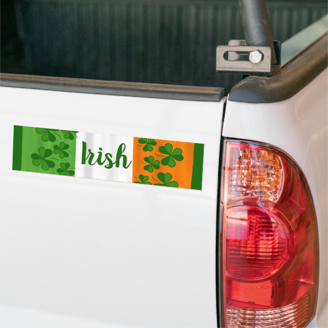 Irish Heritage Shamrocks Ireland Flag Bumper Sticker (On Truck)