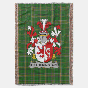 Irish Hetherington Coat of Arms Family Crest Irel Throw Blanket