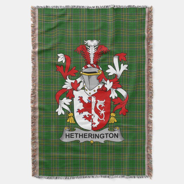  Irish Hetherington Coat of Arms Family Crest Irel Throw Blanket (Front Vertical)