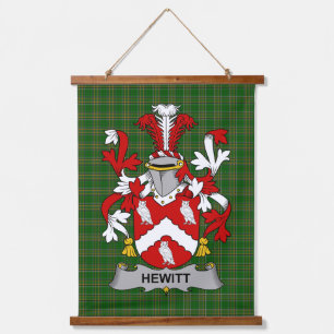 Irish Hewitt Coat of Arms Family Crest Hanging Tapestry
