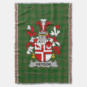  Irish Heydon Coat of Arms Family Crest Ireland Throw Blanket