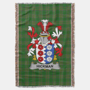 Irish Hickman Coat of Arms Family Crest Ireland Throw Blanket