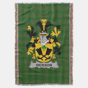  Irish Hickson Coat of Arms Family Crest Ireland Throw Blanket