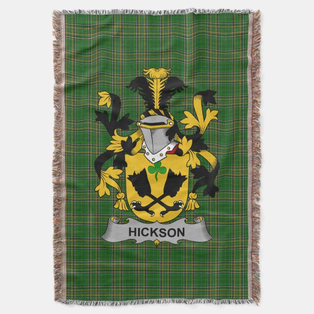  Irish Hickson Coat of Arms Family Crest Ireland Throw Blanket (Front Vertical)