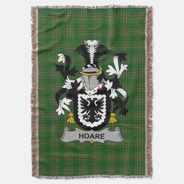  Irish Hoare Coat of Arms Family Crest Ireland Throw Blanket (Front Vertical)