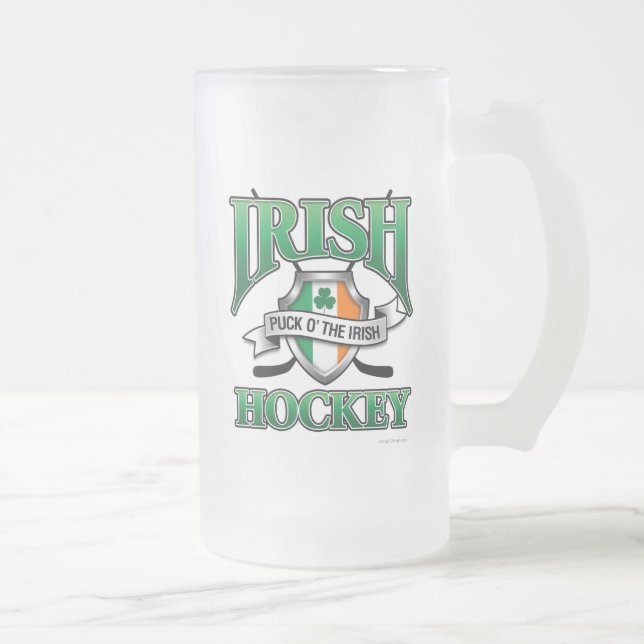 Irish Hockey Frosted Glass Beer Mug (Right)