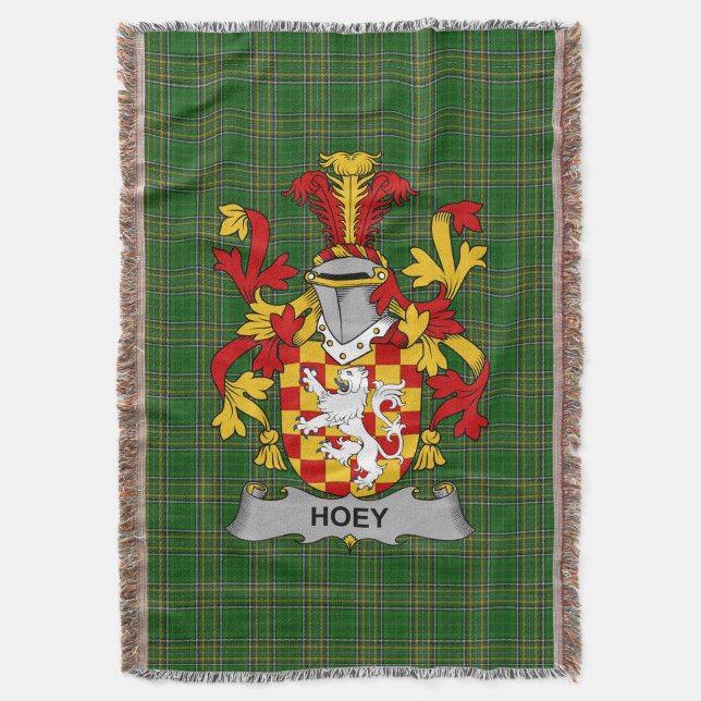  Irish Hoey or O_Hoey Coat of Arms Family Crest Ir Throw Blanket (Front Vertical)