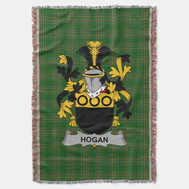  Irish Hogan or O_Hogan Coat of Arms Family Crest  Throw Blanket (Front Vertical)