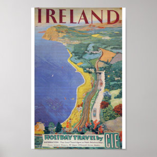 Irish Holiday Travel by CIE vintage 1950's Ireland Poster