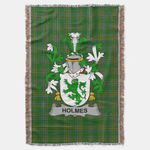 Irish Holmes Coat of Arms Family Crest Ireland Throw Blanket