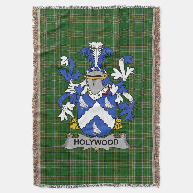  Irish Holywood Coat of Arms Family Crest Ireland Throw Blanket (Front Vertical)
