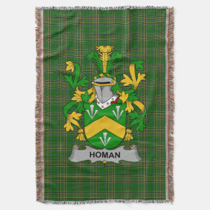 Irish Homan or Howman Coat of Arms Family Crest I Throw Blanket