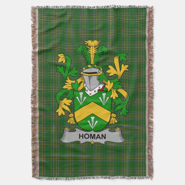  Irish Homan or Howman Coat of Arms Family Crest I Throw Blanket (Front Vertical)