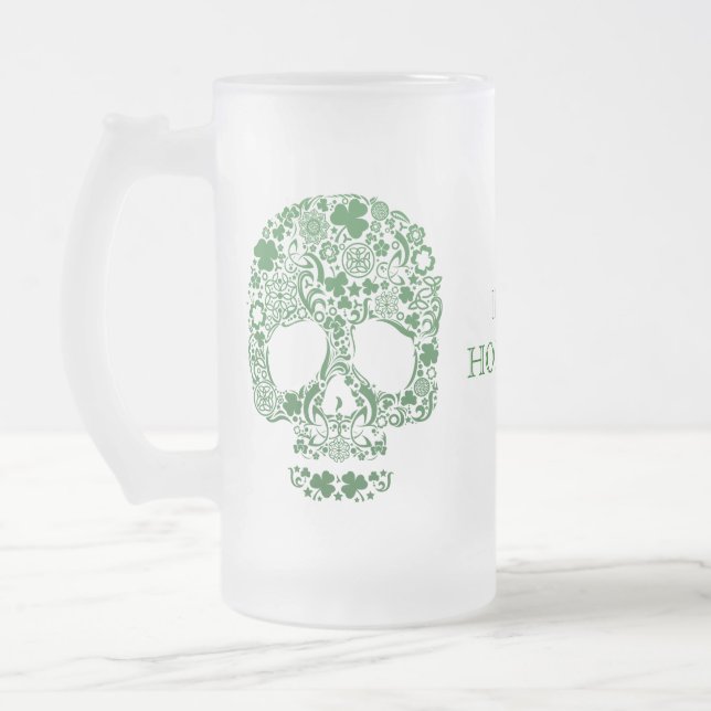 IRISH HOOLIGAN ST PARICK'S DAY FROSTED GLASS BEER MUG (Left)